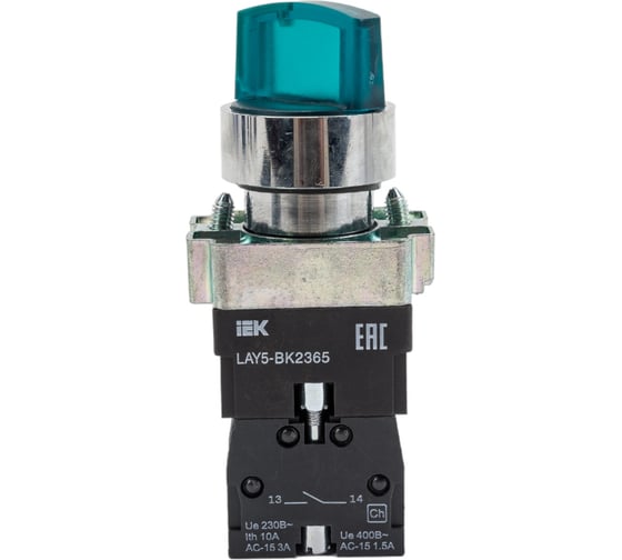 Переключатель IEK LAY5-BK2365 2 положения, зеленый, ИЭК BSW90-BK-2-K06