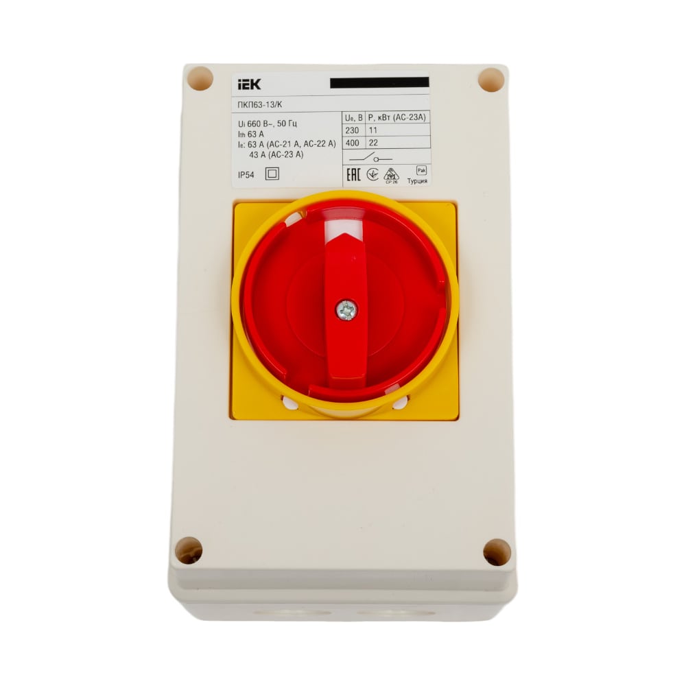 Кулачковый переключатель IEK ПКП63-13/К 63А, откл-вкл, 3Р/400В, IP54 ...