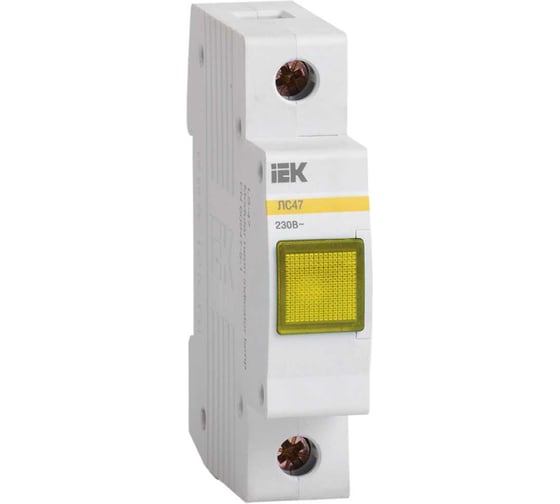 Сигнальная лампа IEK, DIN 1P, желтый неон, ЛС-47, ИЭК MLS10-230-K05