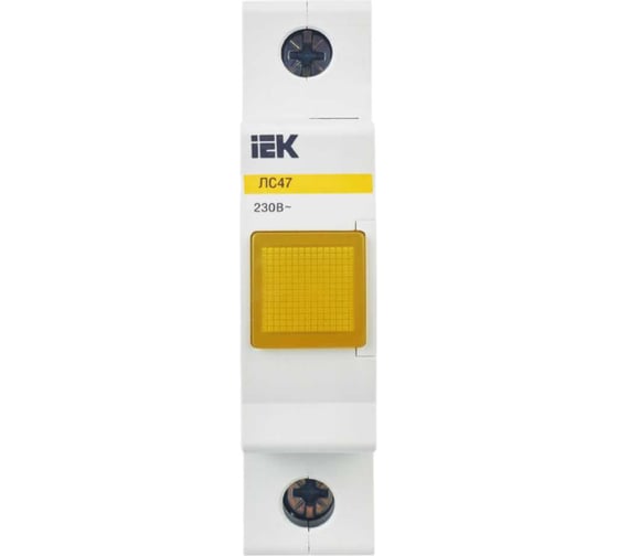 Сигнальная лампа IEK, DIN 1P, желтый неон, ЛС-47, ИЭК MLS10-230-K05