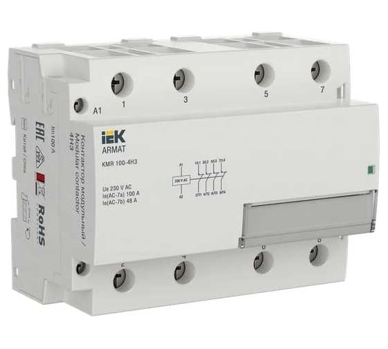 Контактор модульный IEK ARMAT KMR 100А 230В AC 4НЗ AR-KMR10-100-04-230 1