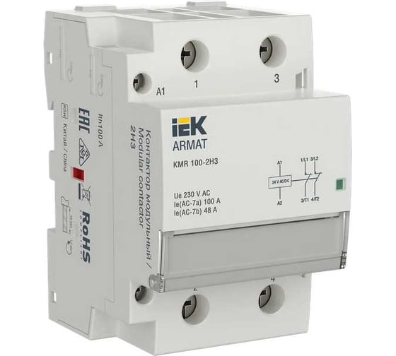Контактор модульный IEK ARMAT KMR 100А 24В AC/DC 2НЗ AR-KMR20-100-02-024 1