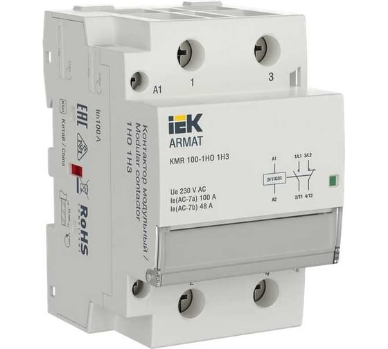 Контактор модульный IEK ARMAT KMR 100А 24В AC/DC 1НО 1НЗ AR-KMR20-100-11-024