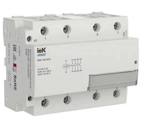 Контактор модульный IEK ARMAT KMR 100А 24В AC/DC 4НО AR-KMR20-100-40-024 1