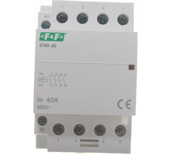 Модульный контактор F&F с индикатором включения, ST-40-40 EA13.001.004