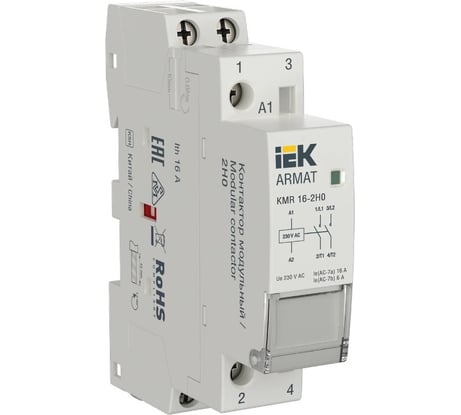 Контактор модульный IEK ARMAT KMR 16А 230В AC 2НО AR-KMR10-016-20-230