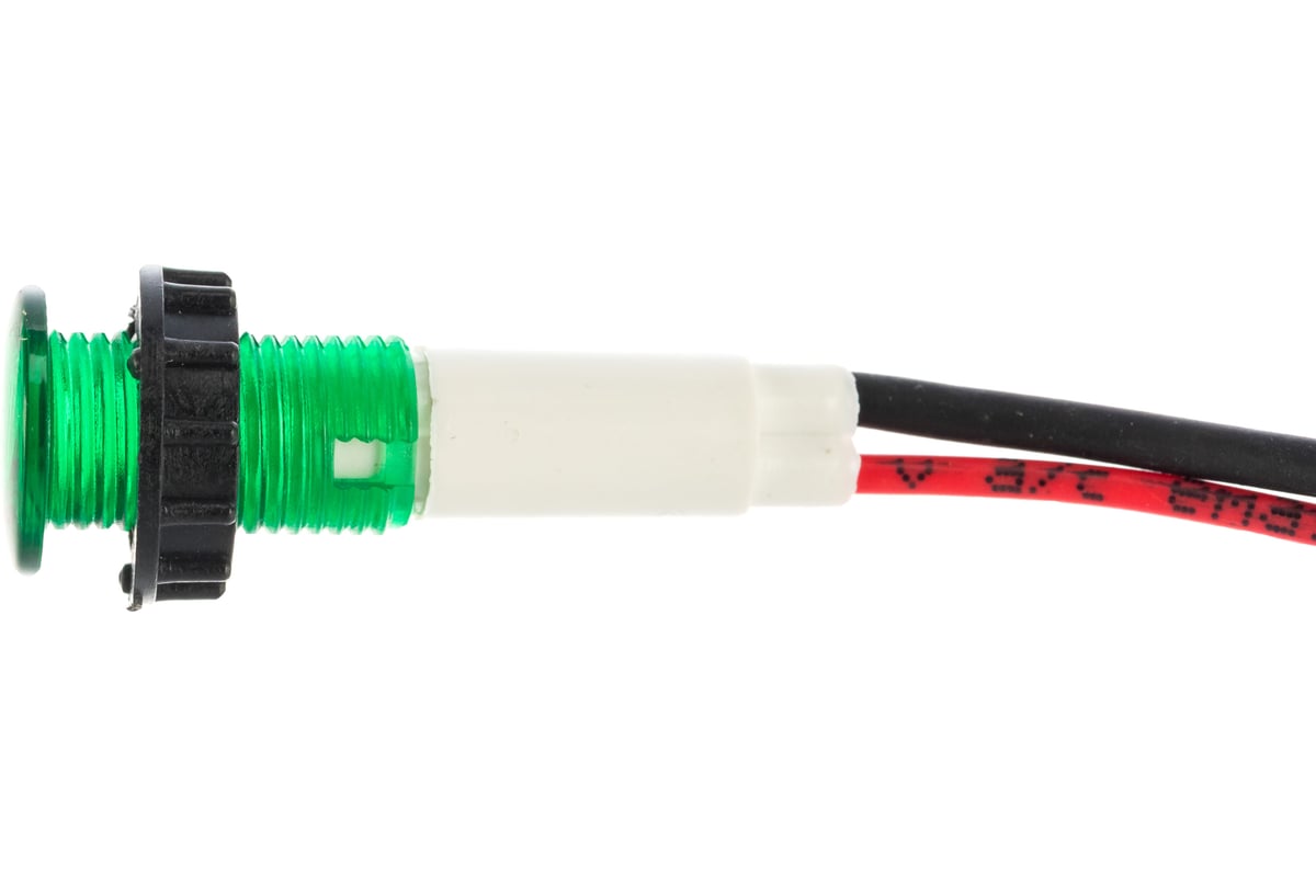 Сигнальная арматура Emas зелёная 10мм с силиконовым проводом 24В ...