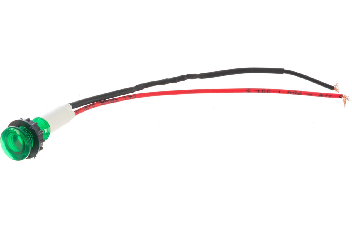 Сигнальная арматура Emas зелёная 10мм с силиконовым проводом 24В ...