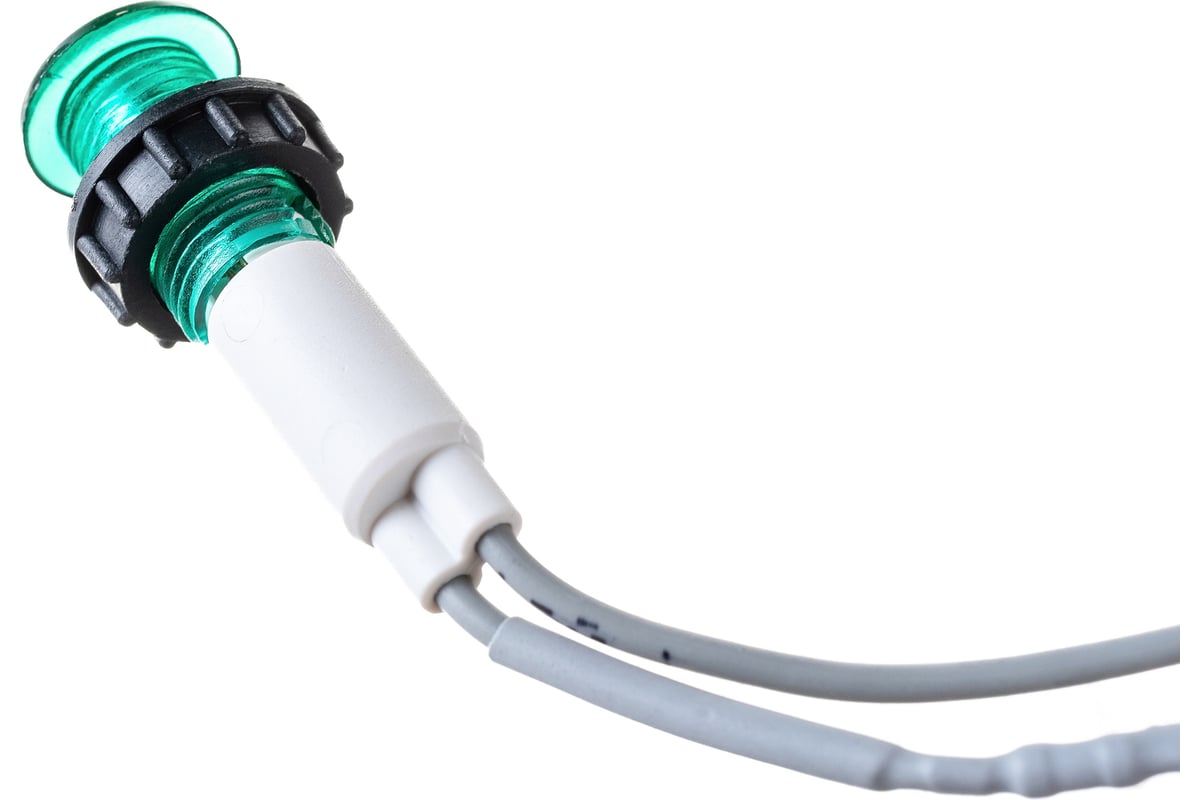 Сигнальная арматура Emas зеленая 10мм с силиконовым проводом, 220В ...