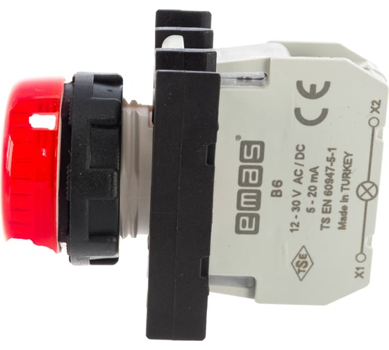 Сигнальная арматура Emas красная, с блоком подсветки B6, 12-30В AC/DC B060XK