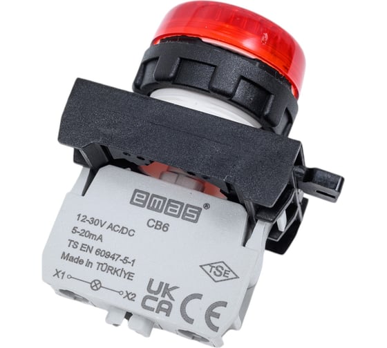 Сигнальная арматура Emas красная, с блоком подсветки CB6 12-30В AC/DC CP060XK