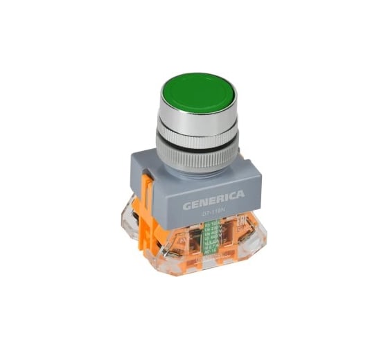 Кнопка GENERICA D7-11BN d=22мм, 1NC+1NO, зеленая BBT50-11BN-3-22-K06-G
