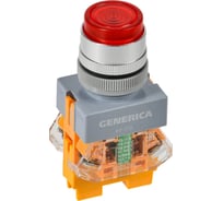 Кнопка GENERICA D7-11D d=22мм 1NC+1NO с подсветкой, красный BBT50-11D-3-12-K04-G