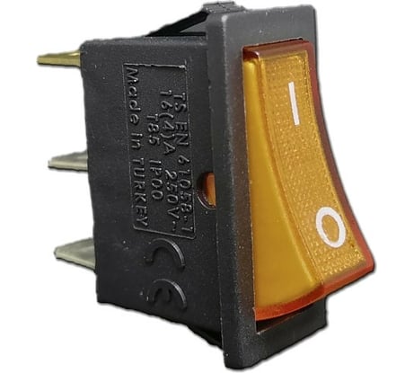 Клавишный выключатель Emas с подсветкой, жёлтая клавиша, 1НО, 250В AC, 16А A21B1S11