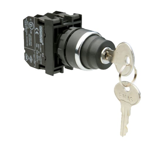 Кнопка с ключом Emas 2-0-1, с фиксацией, 250 В AC, 4 А B102AC30