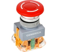 Кнопка GENERICA D7-ZS "Грибок" d=22 мм 1NC+1NO поворотная, с фиксацией, красная BBG50-11ZS-3-21-K04-G