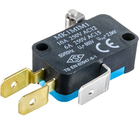 Микро-выключатель Emas со стальным роликом на длинном рычажке, 10А, 250В. MK1MIM1