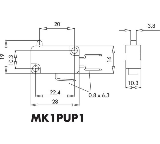 Микро-выключатель Emas 10A, 250V AC MK1PUP1