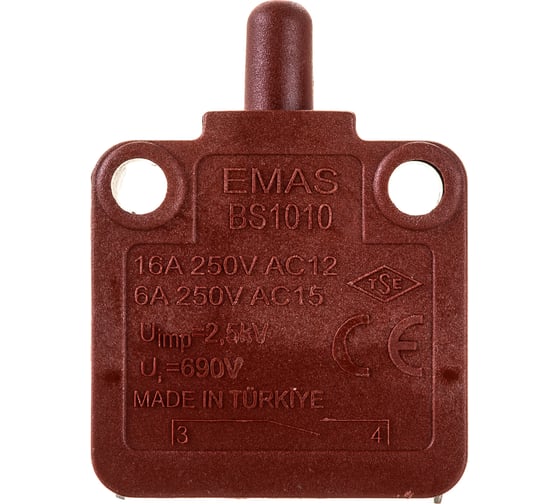 Мини-выключатель Emas мгновенного действия ,1Н0, 250В AC, 16А BS1010