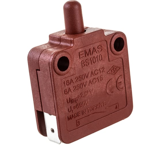 Мини-выключатель Emas мгновенного действия ,1Н0, 250В AC, 16А BS1010