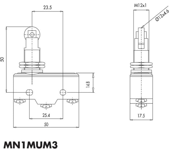 Мини-выключатель Emas с роликом, 440В, 10А. MN1MUM3