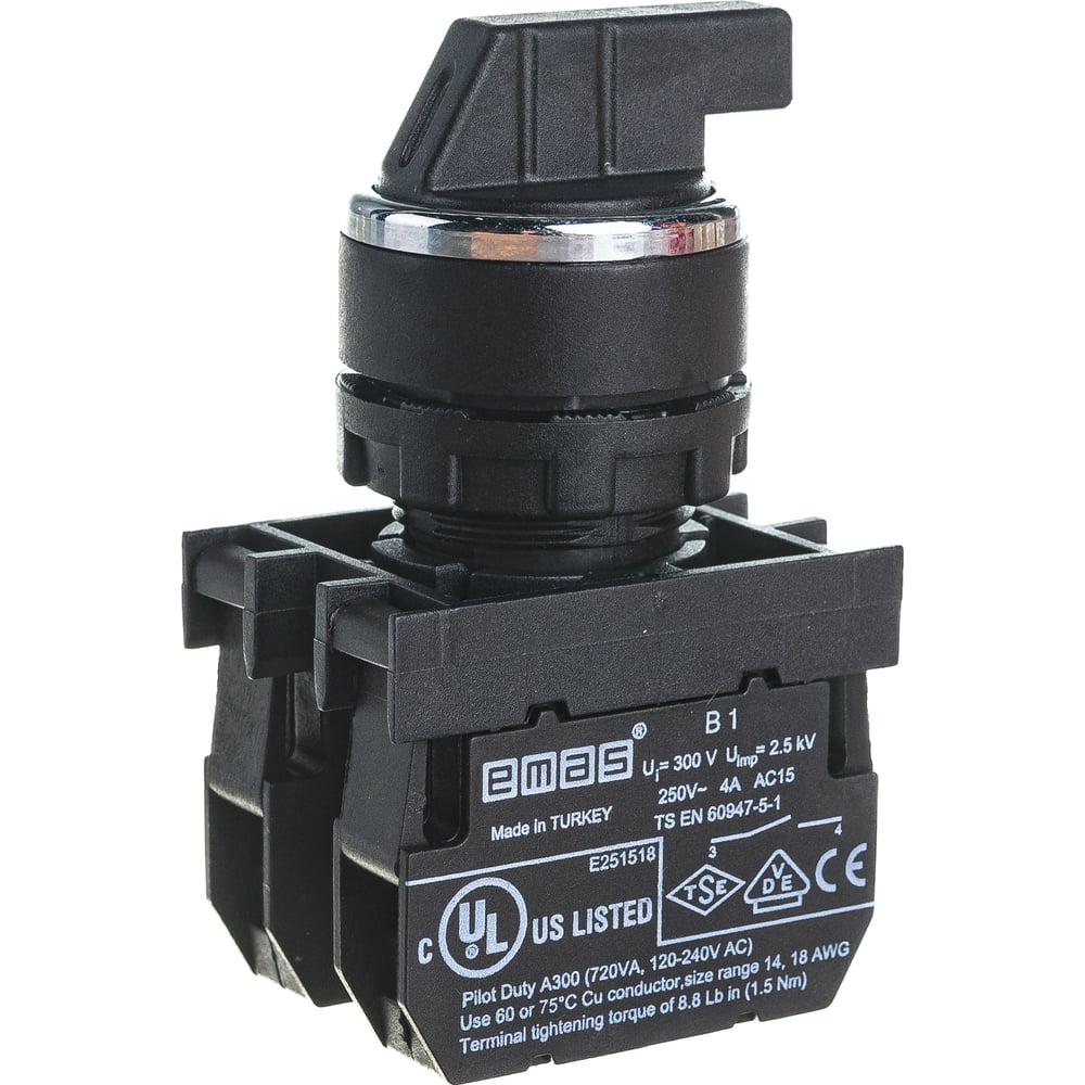 Переключатель Emas серия B, 2-0-1, с фиксацией, 2НО, 250В AC, 4 А ...