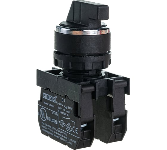 Переключатель Emas серия B, 2-0-1, с фиксацией, 2НО, 250В AC, 4 А B101S30