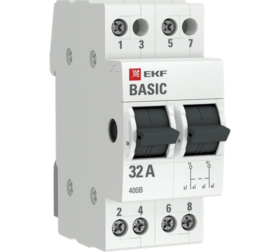Трехпозиционный переключатель EKF, 2P, 32А, Basic, SQ tps-2-32 1