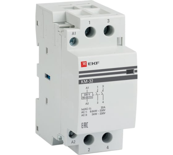 Модульный контактор EKF PROxima КМ 32А, 4NО, 24В, АC km-3-32-40-24v