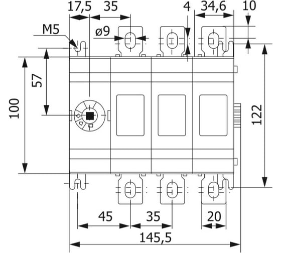 Реверсивный рубильник EKF 160A 3P без рукоятки управления TwinBlock SQtb-s-160-3p-rev