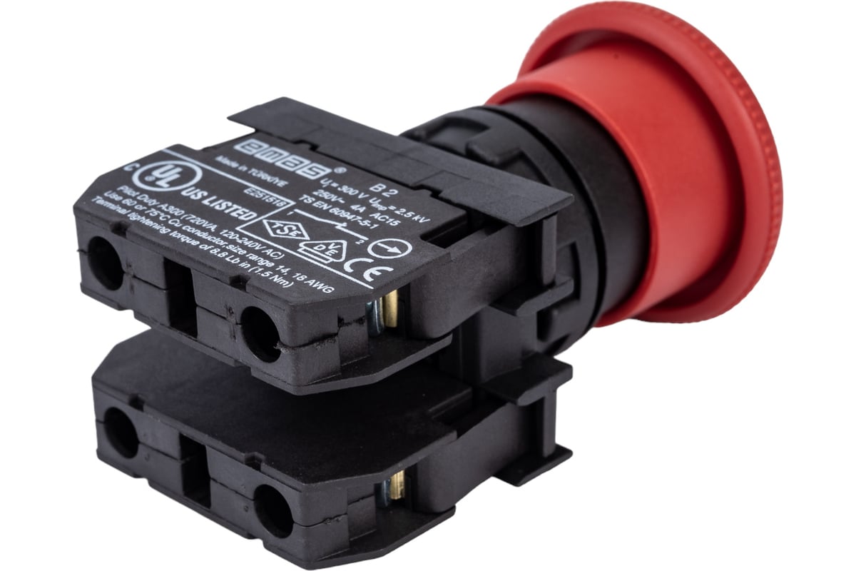 Аварийная кнопка Emas Грибок, возврат поворотом, 1НО+1НЗ, серия B, 250В ...