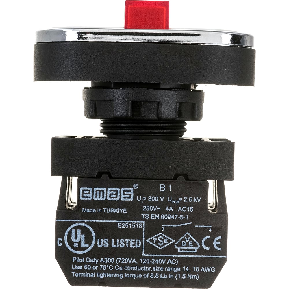 Тройная нажимная кнопка Emas с аварийной кнопкой STOP, белая, 250В AC ...