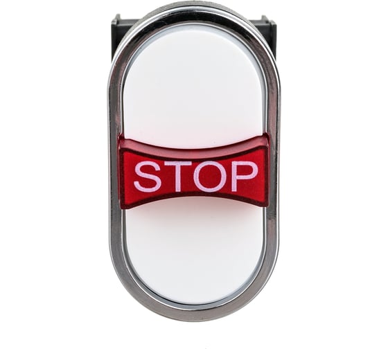 Тройная нажимная кнопка Emas с аварийной кнопкой STOP, белая, 250В AC, 4А B121B30BB
