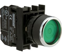 Нажимная кнопка Emas круглая зелёная, с фиксацией, 1НО+1НЗ, серия B, 250В AC, 4А B102FY