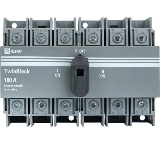 Реверсивный рубильник EKF 100A 3P c рукояткой для прямой установки TwinBlock tb-s-100-3p-rev