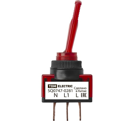 Выключатель-тумблер TDM ELECTRIC ASW-13D 1P 12В AC/DC 20А (3c) ON-OFF с фиксацией с красной LED подсветкой SQ0747-0281
