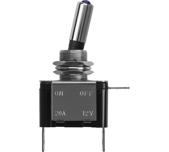 Выключатель-тумблер TDM ASW-07D 1P 12В AC/DC 25А (3c) ON-OFF с фиксацией с синей LED подсветкой SQ0747-0288