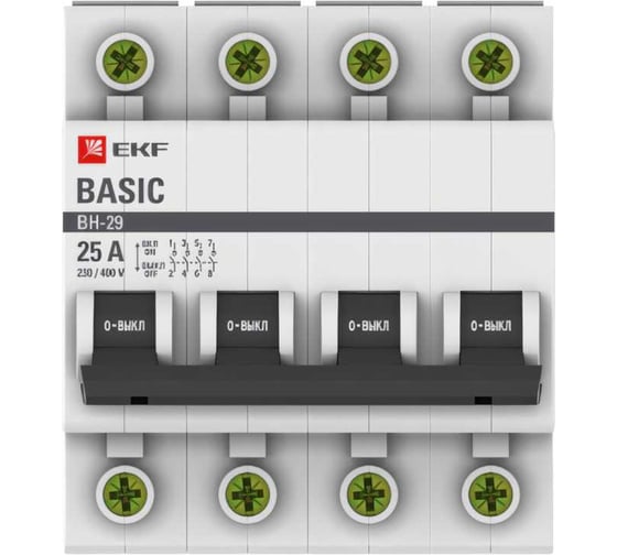 Выключатель нагрузки EKF Basic ВН-29, 4P, 25А SL29-4-25-bas