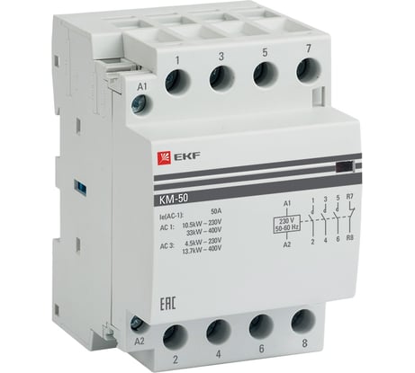 Контактор EKF, модульный, КМ, 50А, 3NО+NC, PROxima, SQ km-3-50-31