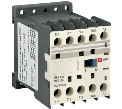 Миниконтактор EKF МКЭ, 16А, 230В, 1NO, PROxima Mctr-s-16-230