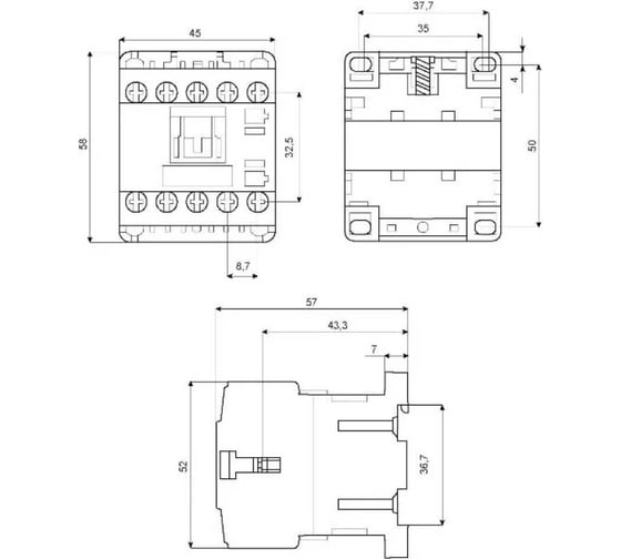 Миниконтактор EKF МКЭ, 16А, 230В, 1NO, PROxima Mctr-s-16-230