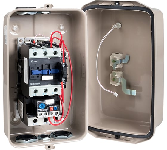 Пускатель в корпусе с РТЭ и индикатором EKF PROxima КМЭ, 50А, 230В, IP65  Ir-37-50А ctrp-r-50-230v-led