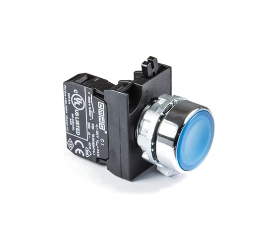 Нажимная кнопка Emas круглая синяя, 250В AC, 4А, CM100DM 1