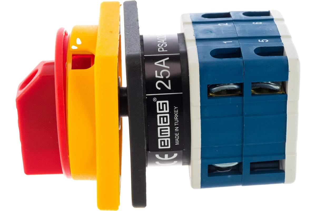 Двухпозиционный трехфазный переключатель Emas 0-1 25А, 400В ...