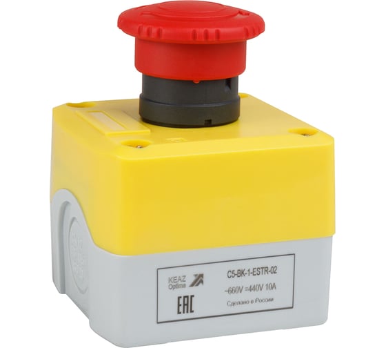 Пост кнопка аварийная КЭАЗ стоп OptiSignal D22 C5-BK-1-ESTR-02 2НЗ возв пов XALK178F 338523 1