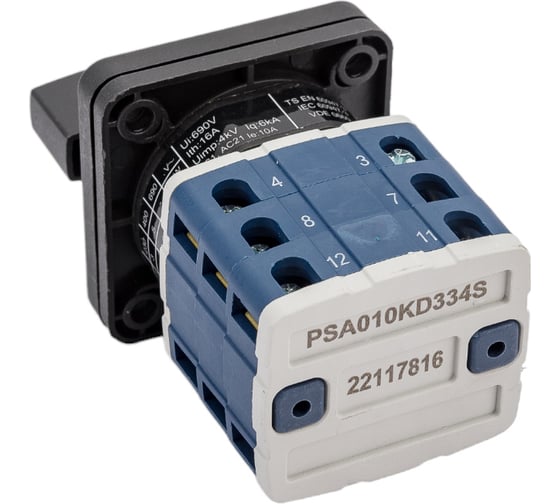 Трехфазный переключатель управления двигателем Emas 1-0-2 10А, 400В. PSA010KD334S