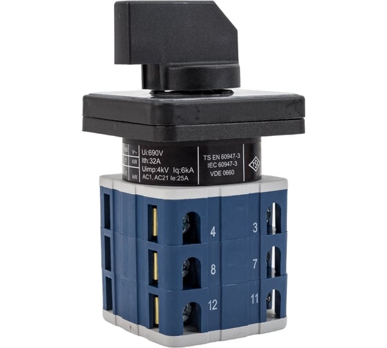 Трехфазный реверсивный переключатель полюсов Emas 1-0-2 25А, PSA025KD334S