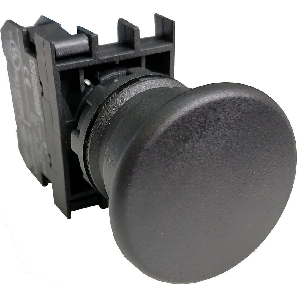 Нажимная кнопка Emas Грибок чёрная, без фиксации, 1НО, серия B, 250 В ...