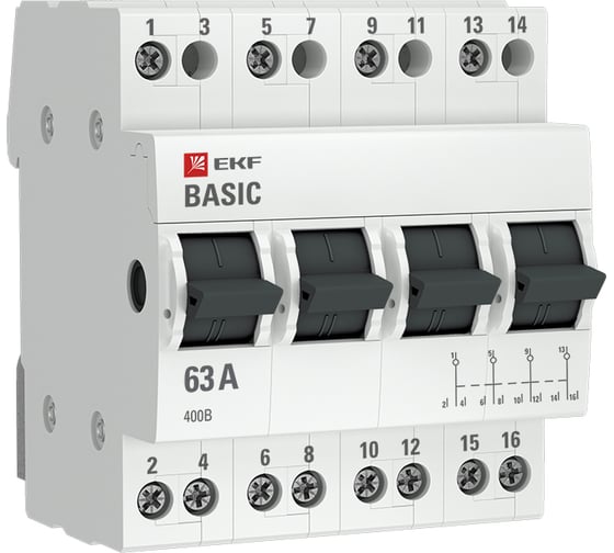 Трехпозиционный переключатель EKF 4P, 63А, Basic SQtps-4-63