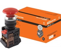 Кнопка TDM ELECTRIC ANE-22, Грибокс, с фиксацией, d22мм, неон/230В, 1з+1р, красный SQ0704-0019